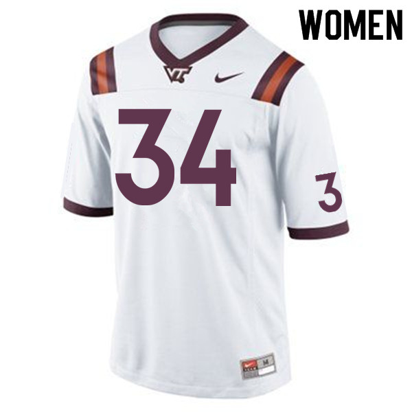 Women #34 Tink Boyd Virginia Tech Hokies College Football Jerseys Sale-White